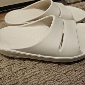 Oofos White Slide Sandals